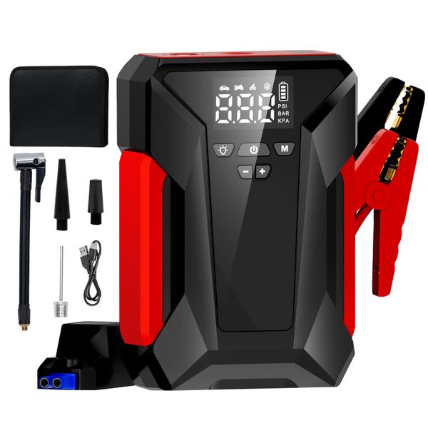 Jump Starter with Air Compressor,with Tire Inflator, Emergency LED Light