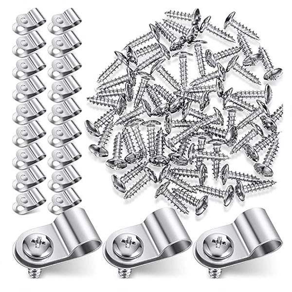 100Piece Wire Fence Clips Fence Wire Clamps with Screw for Vinyl Wood Fence
