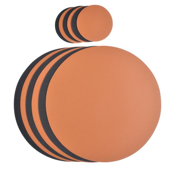 Leather Placemats - Premium Faux - Black and Tan