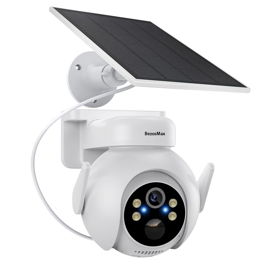 BezosMax 4MP Solar Camera Security Outdoor, Human Auto Tracking, Solar Panel