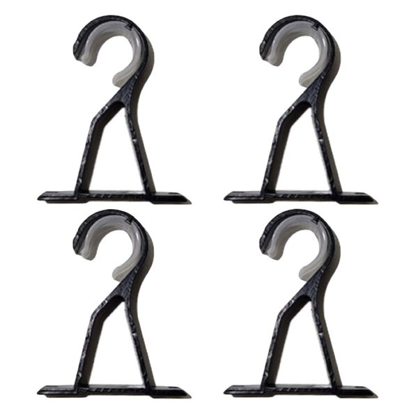 Home Decor Wall Mounted Curtain Rod Pole Black Bracket Set of 4 (9cm)