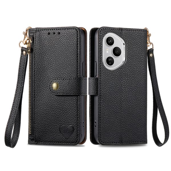 RFID Zip Leather Wallet Case Compatible With Honor 400 Lite Cover
