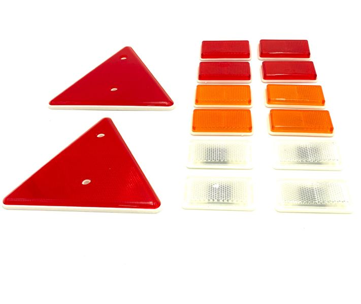 Vehicle Reflector Set - Triangular and Oblong - 14 Piece
