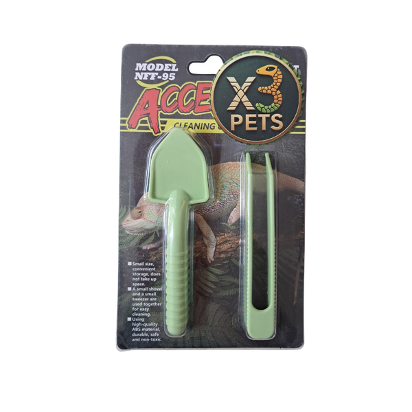Reptile Cleaning Kit - Shovel &amp; Tweezers Combo Set