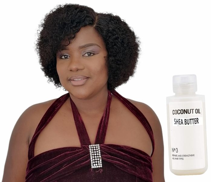 Afro Curl Brazilian Hair Wig and Coconut Shea Butter Hair Care Product