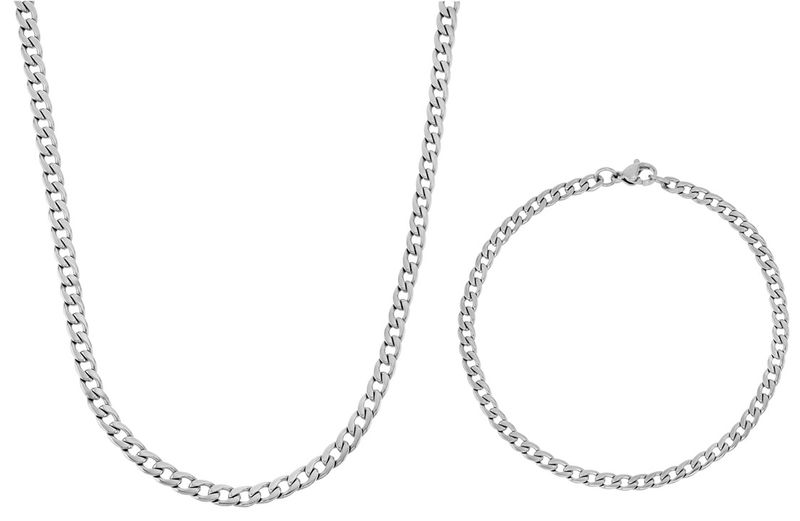 Stainless steel Cuban Curb 5.4mm Wide x 60cm Necklace Plus 20cm Bracelet
