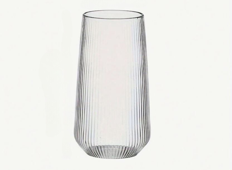 Set of 2 Borosilicate Glass Ribbed Cocktail Glass