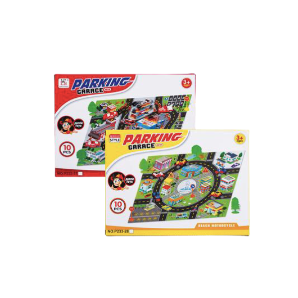 Puzzle Toys- Assorted Parking Garage Play Mat Sets 10 Piece 2 Pack