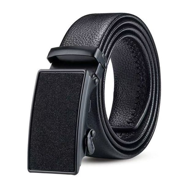 Frosted Men Business Casual Belt Automatic Buckle Adjustable Length - Black