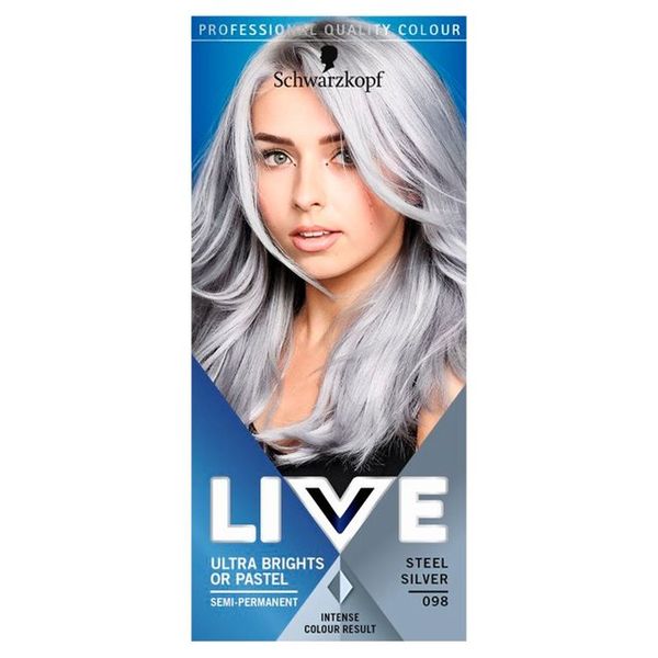 Schwarzkopf Live Ultra Brights Semi Permanent Hair Colour (Silver Steel)