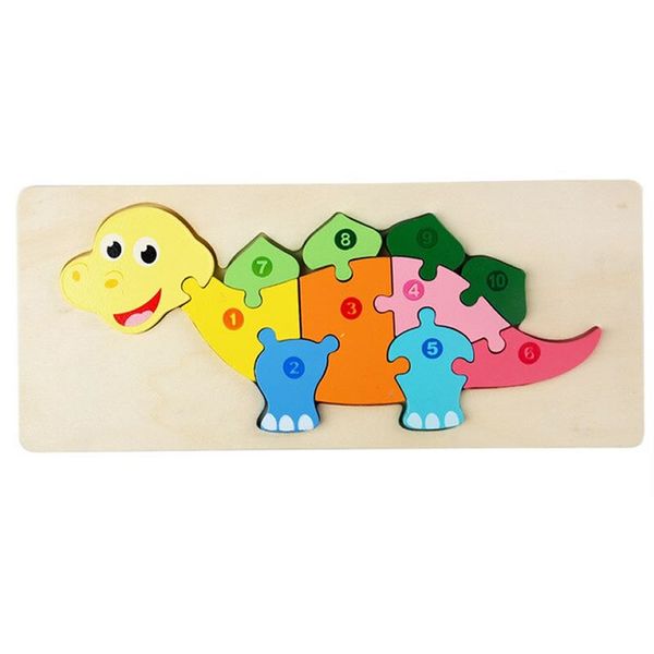11pcs 3D Multicolor Stegosaurus Dinosaur Wooden Puzzle for Kids