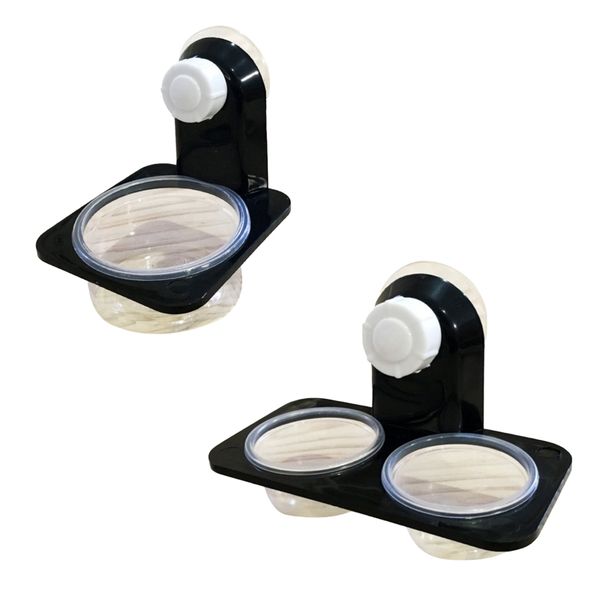 Pet Reptile Suction Cup Single &amp; Double Water And Food Bowl Set Of 2