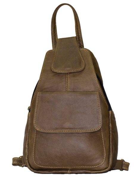 Luvsa LS-TJ121 Genuine Leather Modern Backpack - Brown