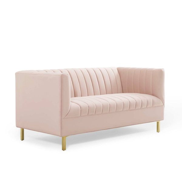 MaI Lifestyle - Pink Ribbed Velvet Couch