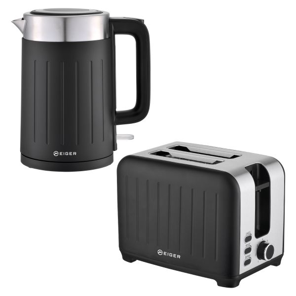 Eiger Kettle &amp; Toaster Combo - Linea Nero &amp; Alinea Nero Series