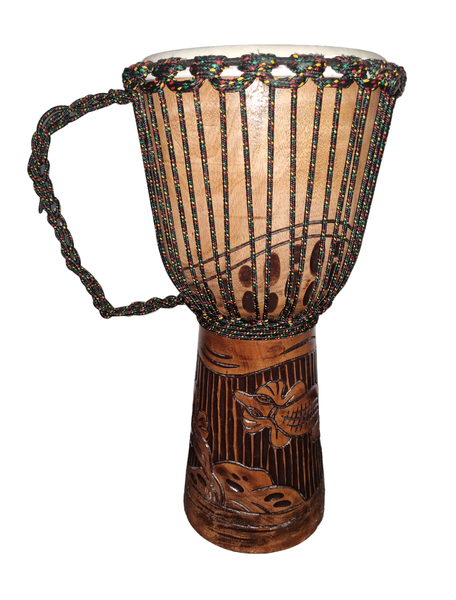 Djembe Hand Drum Two Gecko's Carved 30cm x 60cm