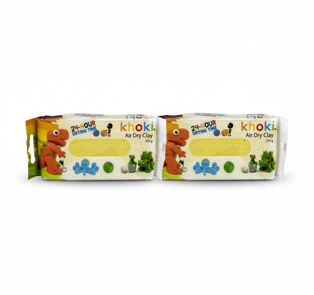 Khoki 250g Yellow Air Dry Modeling Clay for Arts and Crafts - 2 Pack