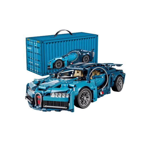 1:14 Blue Bugatti Car 1144 Pieces Building Block Set-Blue with Container Box