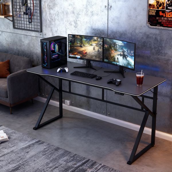 Gaming Desk Computer Work Desk Carbon Fiber Surface K Shaped Office Table