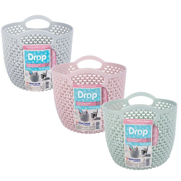 Bulk Pack x 6 Basket Plastic 19x15cm 3,3L Round Drop Design