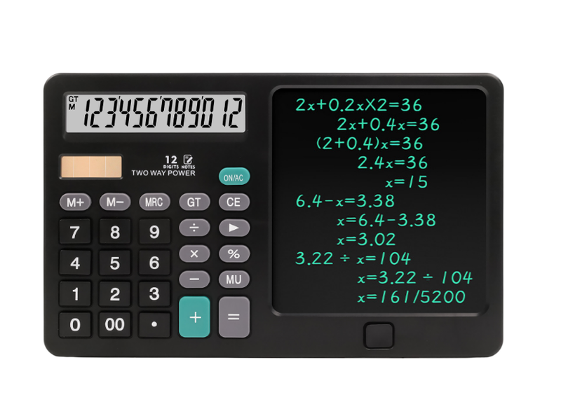 6-Inch LCD Writing Tablet Scientific Calculator - Solar &amp; Battery Powered