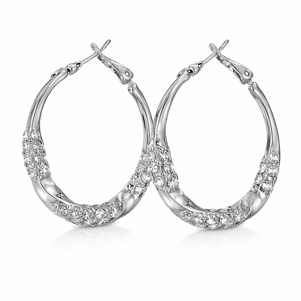 Twist Crystal Ring Hoop Earrings For Women
