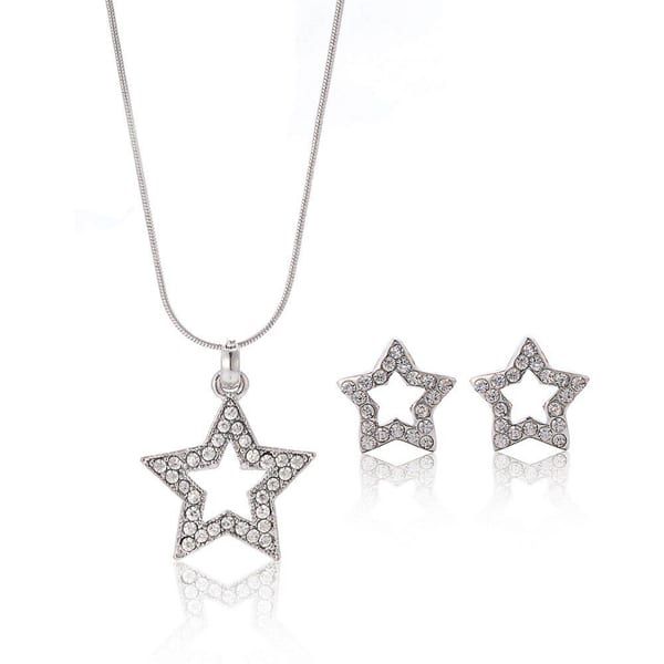 Star Design Pendant and Earrings Fashion Jewelry Set - AW