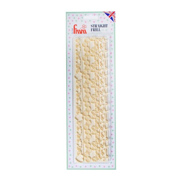 FMM Cutter Straight Frill 13-17 Icing Border Stencil Heart Sea Star Button