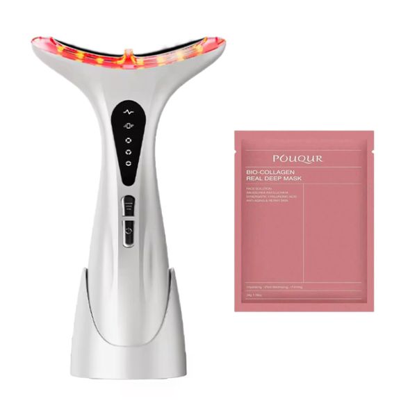 Neck &amp; Face Beauty Device with Bio-Collagen Real Deep Mask