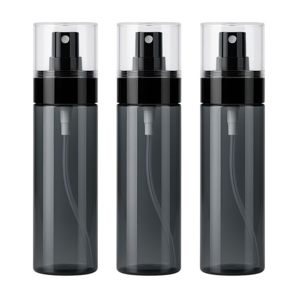 3 Piece 100ml Clear Cosmetic Spray Bottle - Transparent Grey
