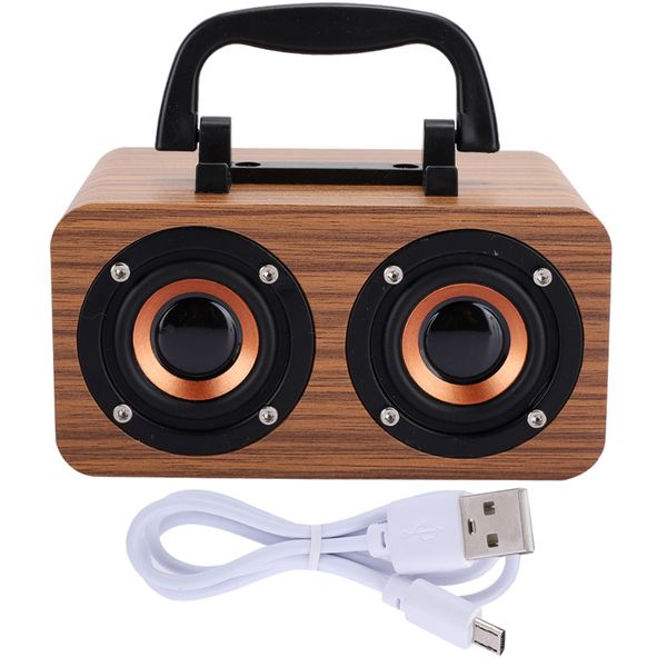 Retro Wooden Wireless Bluetooth Speaker Portable Music Player Wood grain
