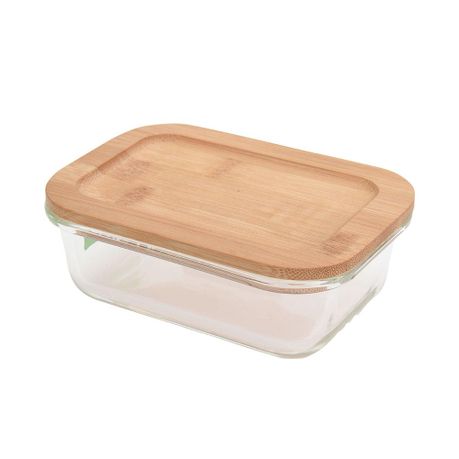 Borosilicate Glass Container with Bamboo Lid - 370ML