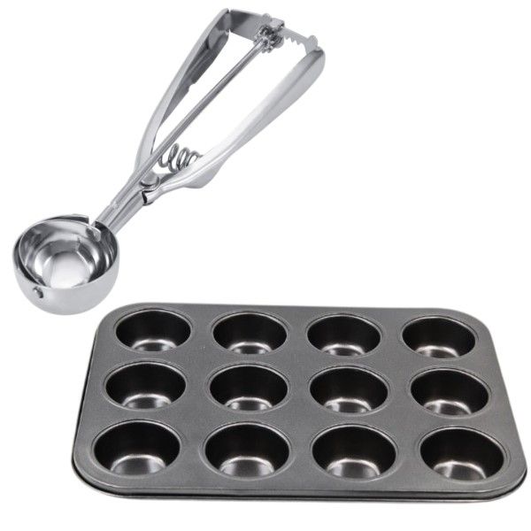 Grey Muffin Pan &amp; Scoop Set