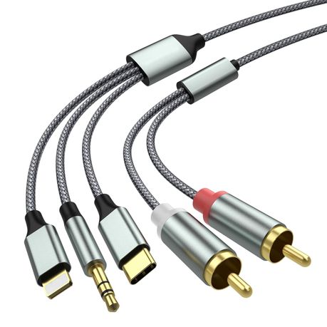 3 in 1 Audio Cable - Lightning/USB-C/3.5mm to 2 RCA Adapter - Aux Cable Image