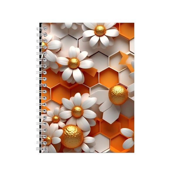 White And Gold Honeycomb Flowers 2 Notebook Gift Idea A4 Notepad Pad 103