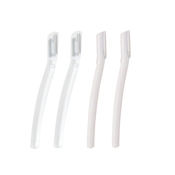 4 Piece Eyebrow Trimmer Set With Safety Cap - White, Transparent