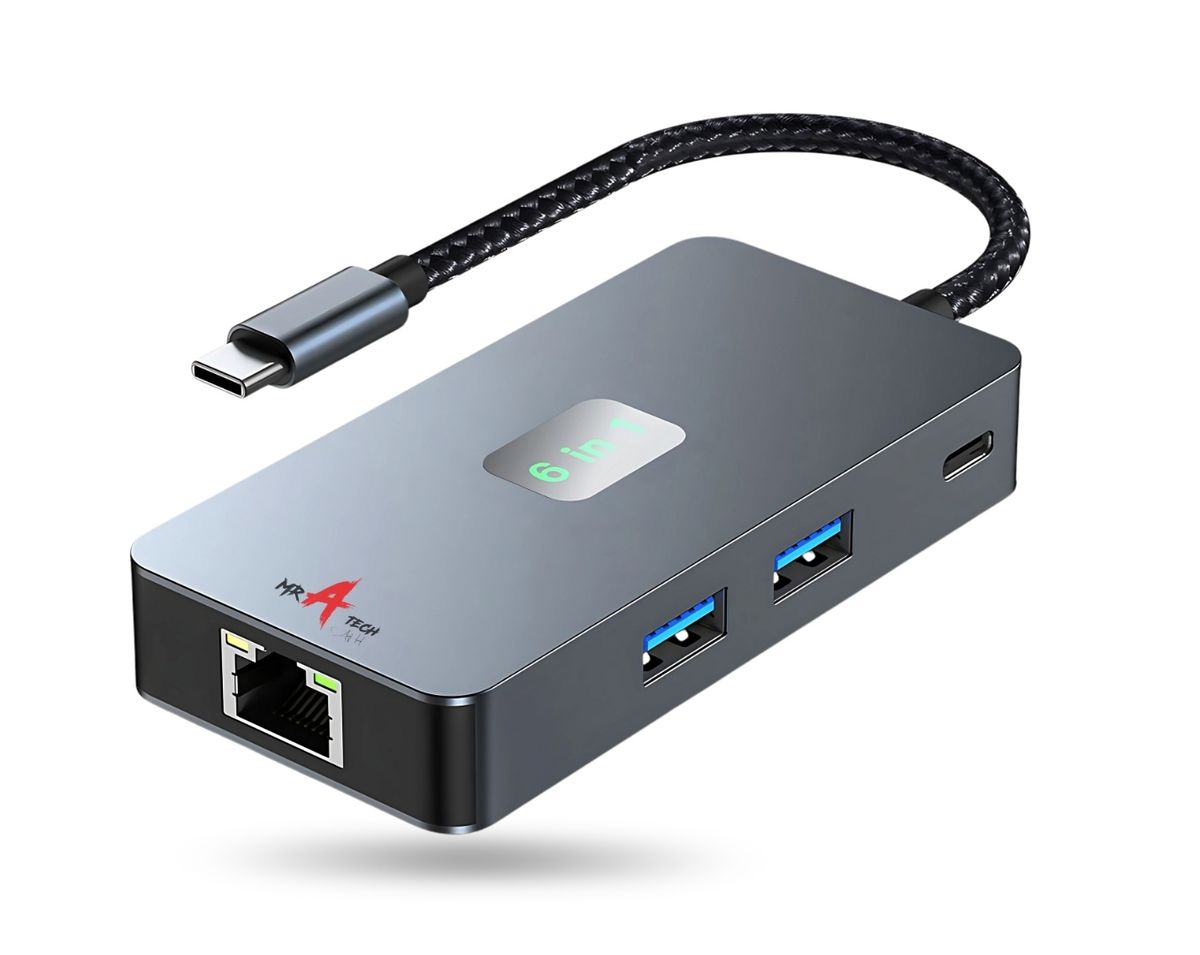 MR A TECH 6-in-1 HDMI/USB/RJ45/PD Charge Docking Station Adapter