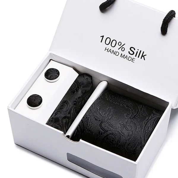 Tie Set 4 Piece Men Silk Gift Star Gold Paisley