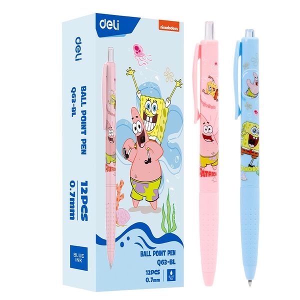 Deli Retractable Spongebob Ballpoint Pen Bullet Tip 0.7mm 12PCS