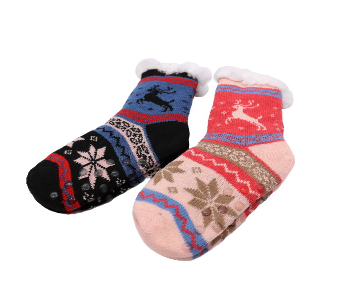 Set of 2 100% Wool Kids Non Slip Winter Socks