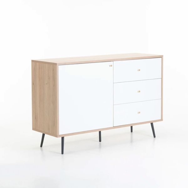 Monza 1 Door 3 Drawer Sideboar-Doak/White