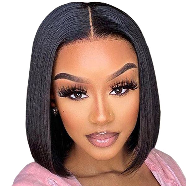 Female High Temperature Silk Mechanism Black Straight Wig