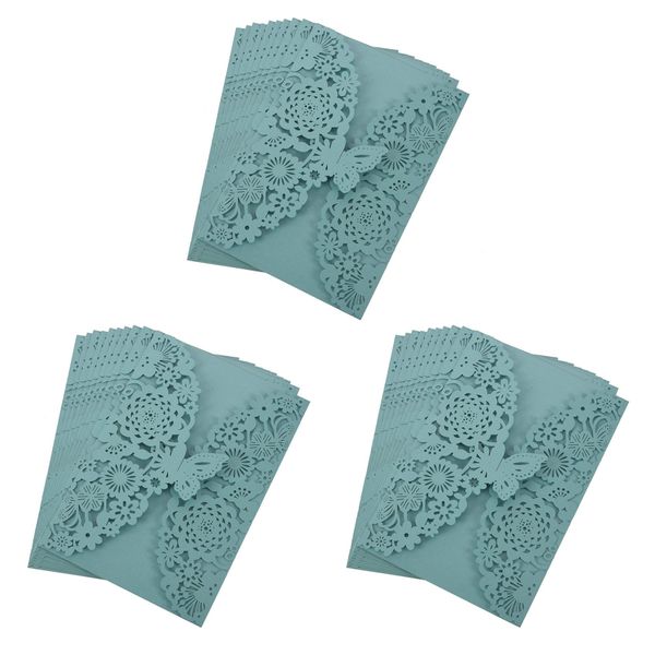 10Pcs Carved Butterflies Invitation Card For Wedding Golden Beige