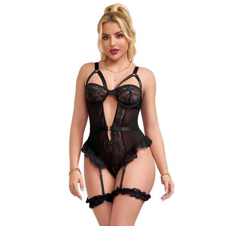 Sexy Slim Lace Garter Leg Ring Teddy Lingerie Badydoll for Women Image