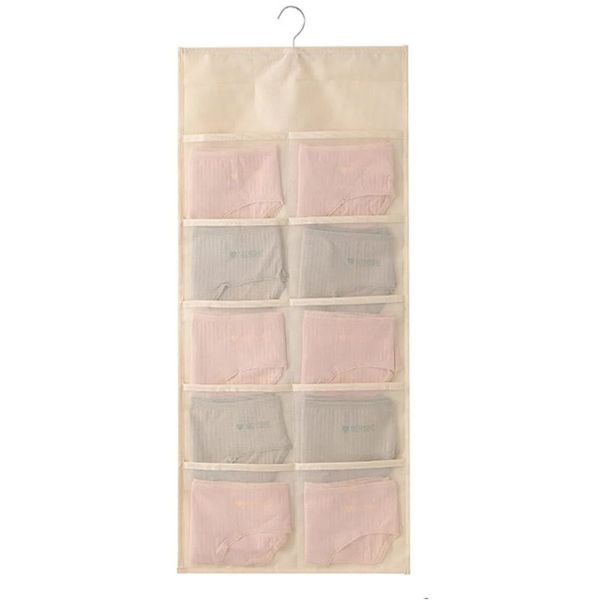 5+10 Pockets Mesh Pockets Dual Sided Underwear Storage Hanging Shelves