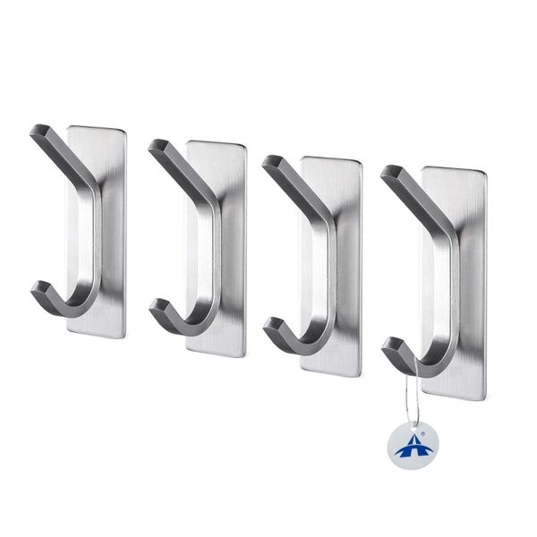 ALANES 4 Pieces Matte Black Self Adhesive Towel Hooks