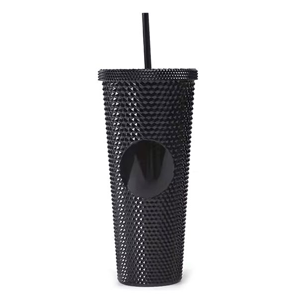 Double-Wall Textured Studded Tumbler With Straw - 700ml