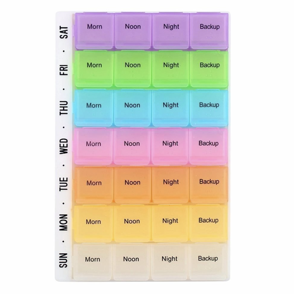 Daily Pill Organiser and Dispenser - 3-Times-a-Day + Pill Cutter - 2 Pack