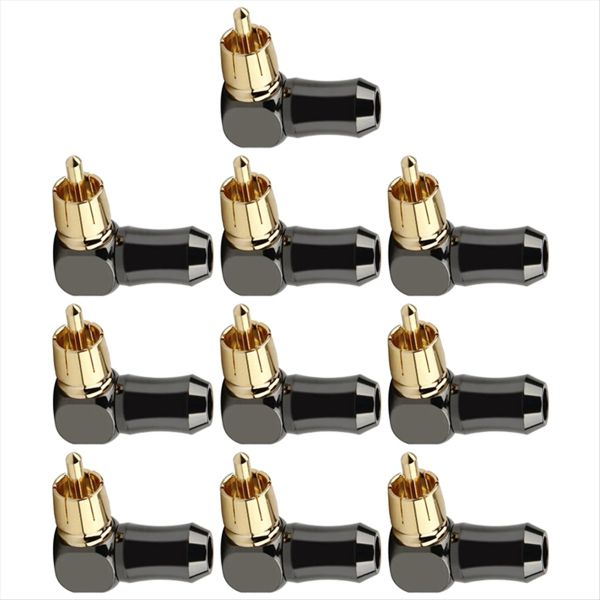 10 Pcs Rca Connector Audio Plug Male 90 Degree Right Angle Elbow