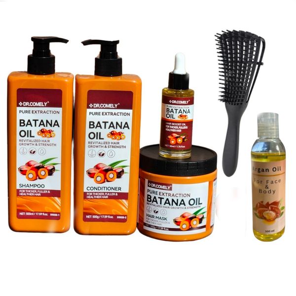 Batana Hair Oil Care Set- Shampoo, Conditioner, Mask, Oil, Brush &amp;Argan Oil